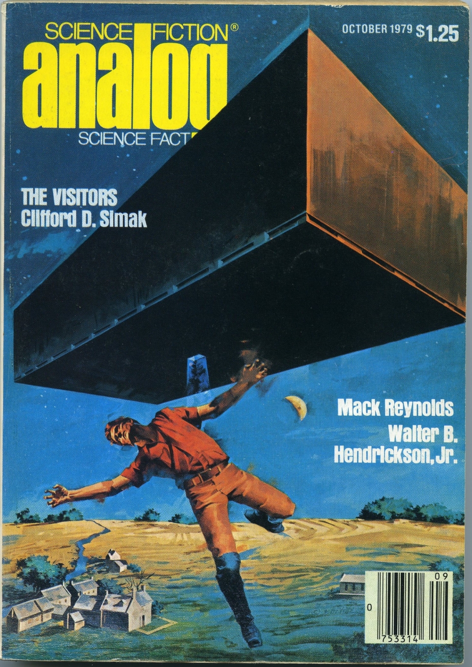cover depicting man being take by spacecraft 