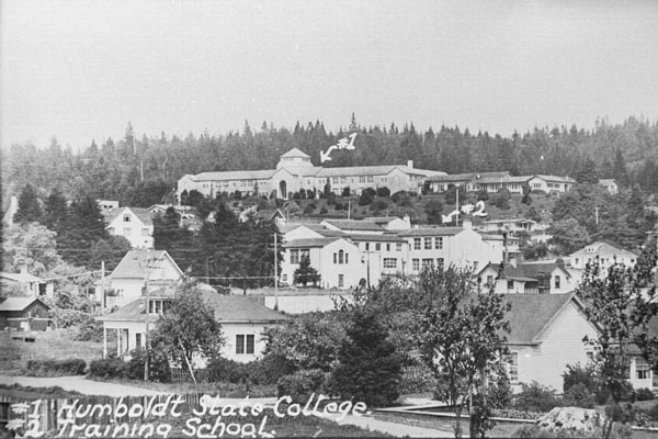 historical photo of founders hall when it was Humboldt State College