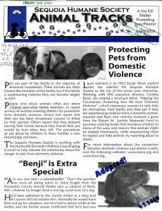 Cover of the Animal Tracks newsletter