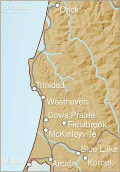 Map of greater Arcata region