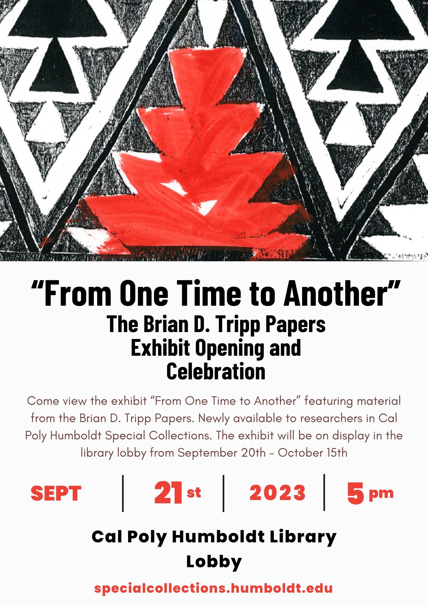 Flyer for Brian Tripp Exhibit Opening on Thursday, September 21st at 5pm