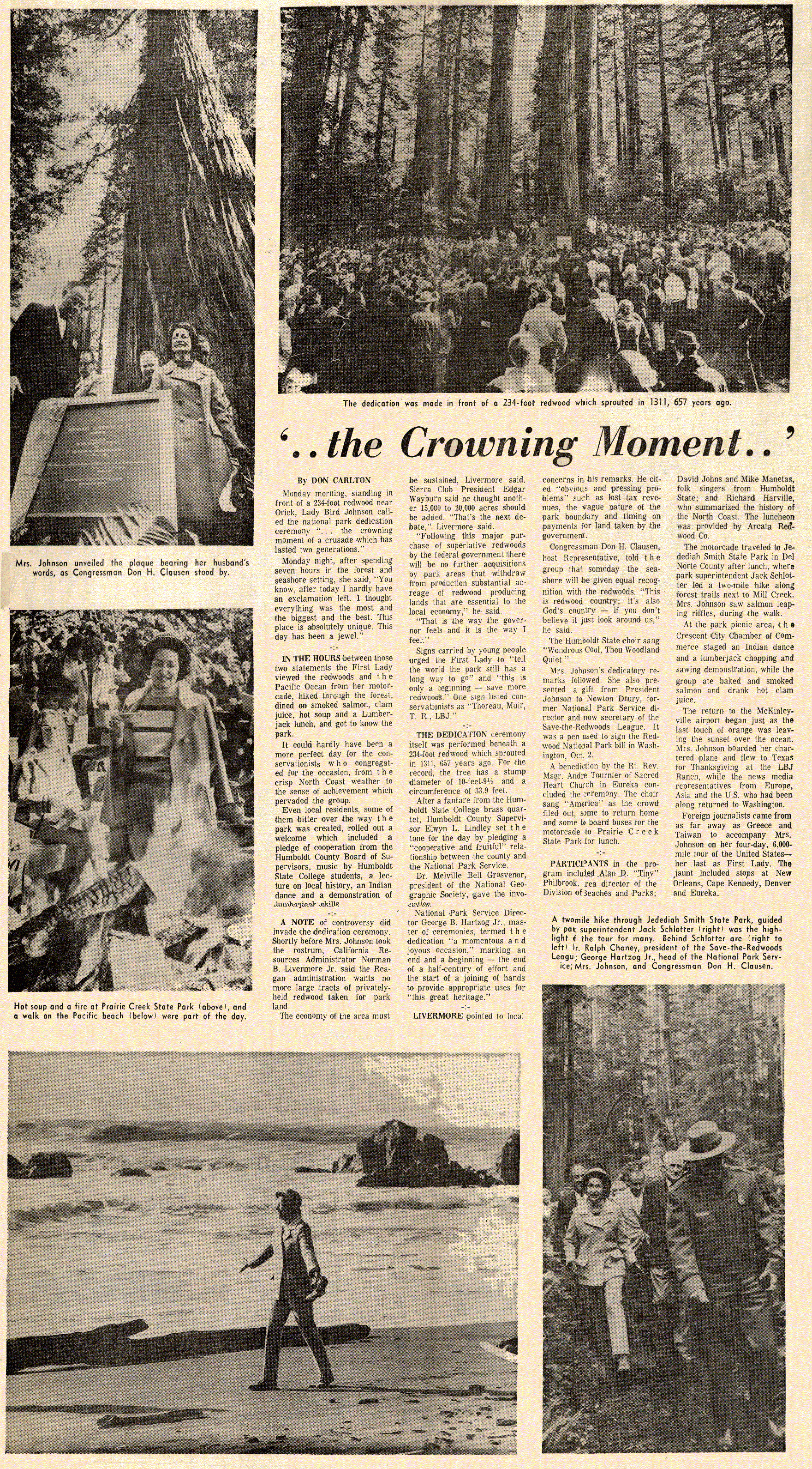 Newspaper article titled "The Crowning Moment"
