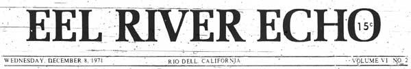 Masthead for the Eel River Echo 1970 newspaper
