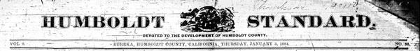 Masthead for the Humboldt Standard 1883 newspaper