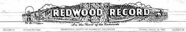 Masthead for the Redwood Record newspaper