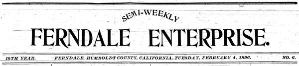 Masthead for the Semi-Weekly Ferndale Enterprise newspaper