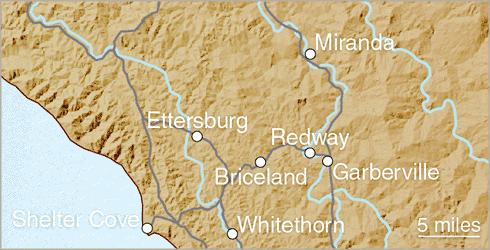 Map of the southern Humboldt region