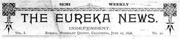 Masthead for the Eureka News 1895 newspaper