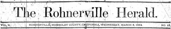 Masthead for the Rohnerville Herald newspaper
