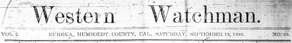 Masthead for the Western Watchman newspaper